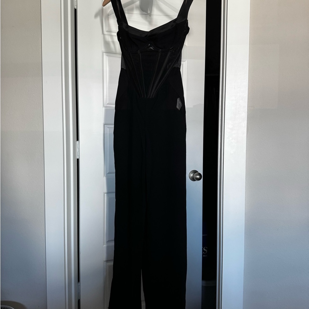 House of CB Black Sleek Jumpsuit with Plunging Neckline